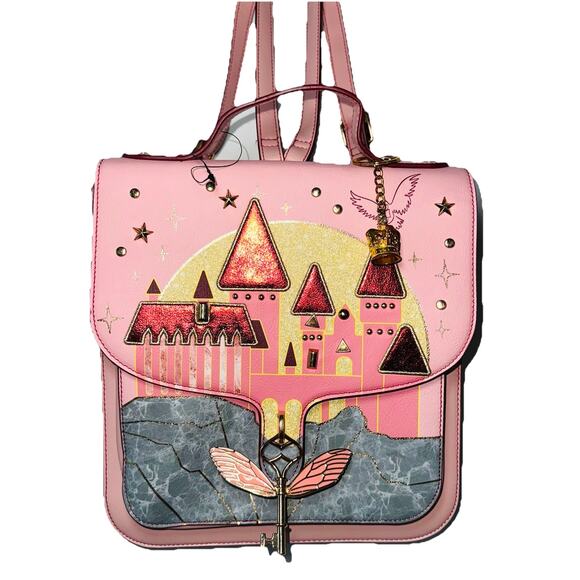 Harry Potter PINK Danielle Nicole Hogwarts Castle Sunset Backpack Bag Handbag - Picture 1 of 9